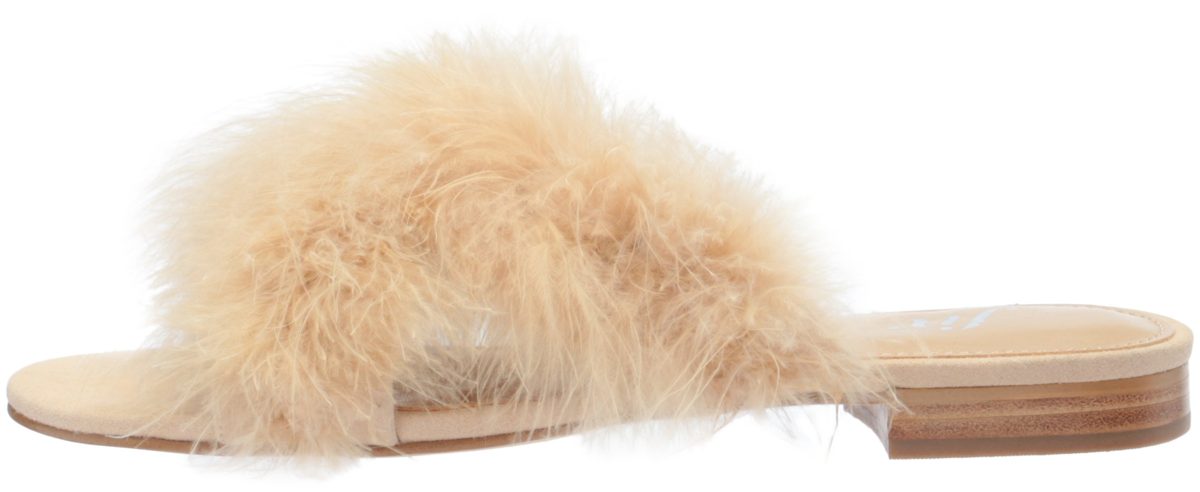 Amazon Brand - The Fix Women's Nadia Feather Slide Sandal Flat, Dove Suede, 8.5 B US