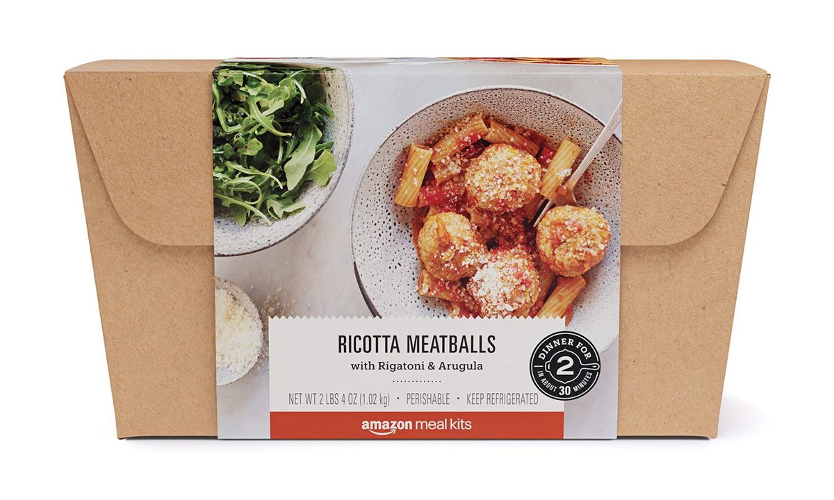 Amazon Meal Kits, Ricotta Meatballs with Rigatoni & Arugula, Serves 2