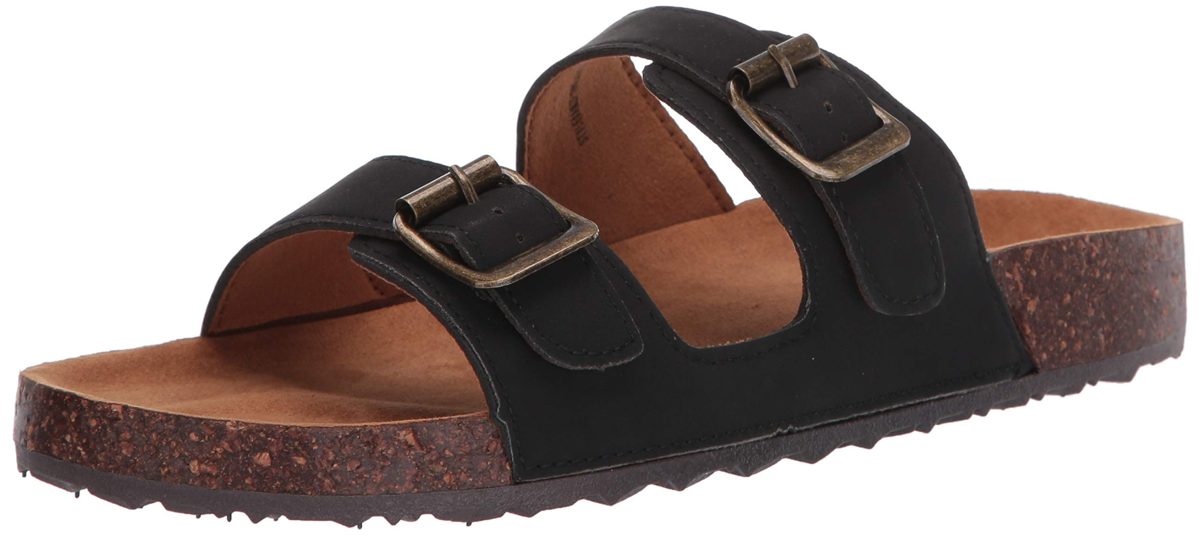 Amazon Essentials Women's Buckle Slip On Sandal, Black, 6 M US