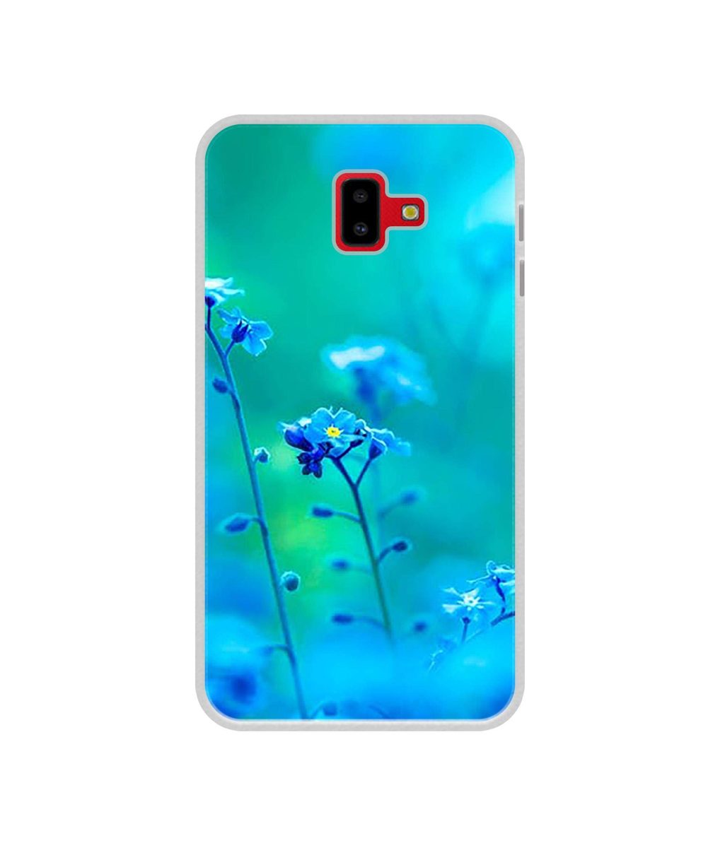 Amazon Brand - Solimo Designer Blue Flower UV Printed Soft Back Case Mobile Cover for Samsung Galaxy J6 Plus