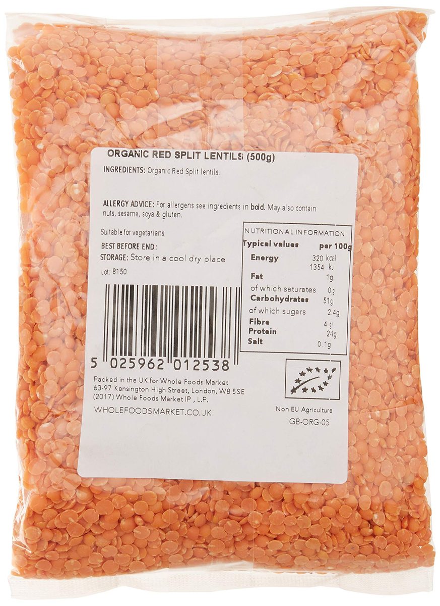 Whole Foods Market Organic Red Split Lentils, 500 g