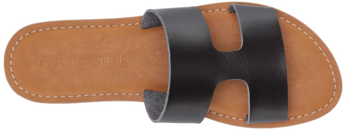 Amazon Essentials H Band Flat Sandal, Black, 8.5