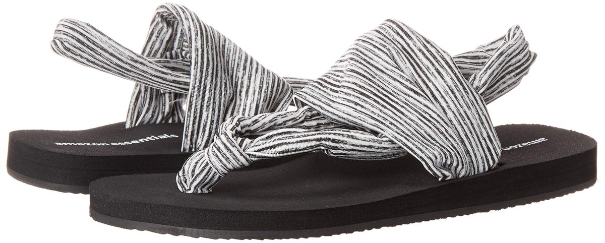 Amazon Essentials Women's Delia Sandal, Grey Stripe, 12 Medium US