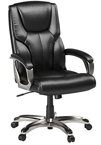 AmazonBasics High-Back Executive Swivel Chair - Black with Pewter Finish (Renewed)