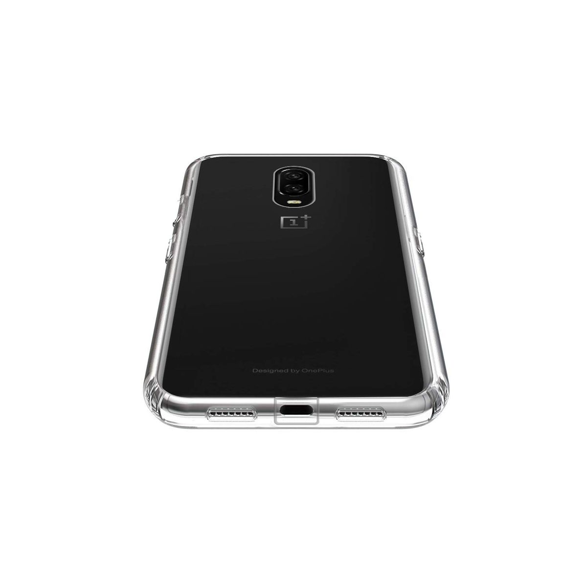 Amazon Brand - Solimo Transparent Case (Hard Back & Soft Bumper Cover) with 8 Foot Drop Porotection & Shock Absorbing Bumpers for OnePlus 7
