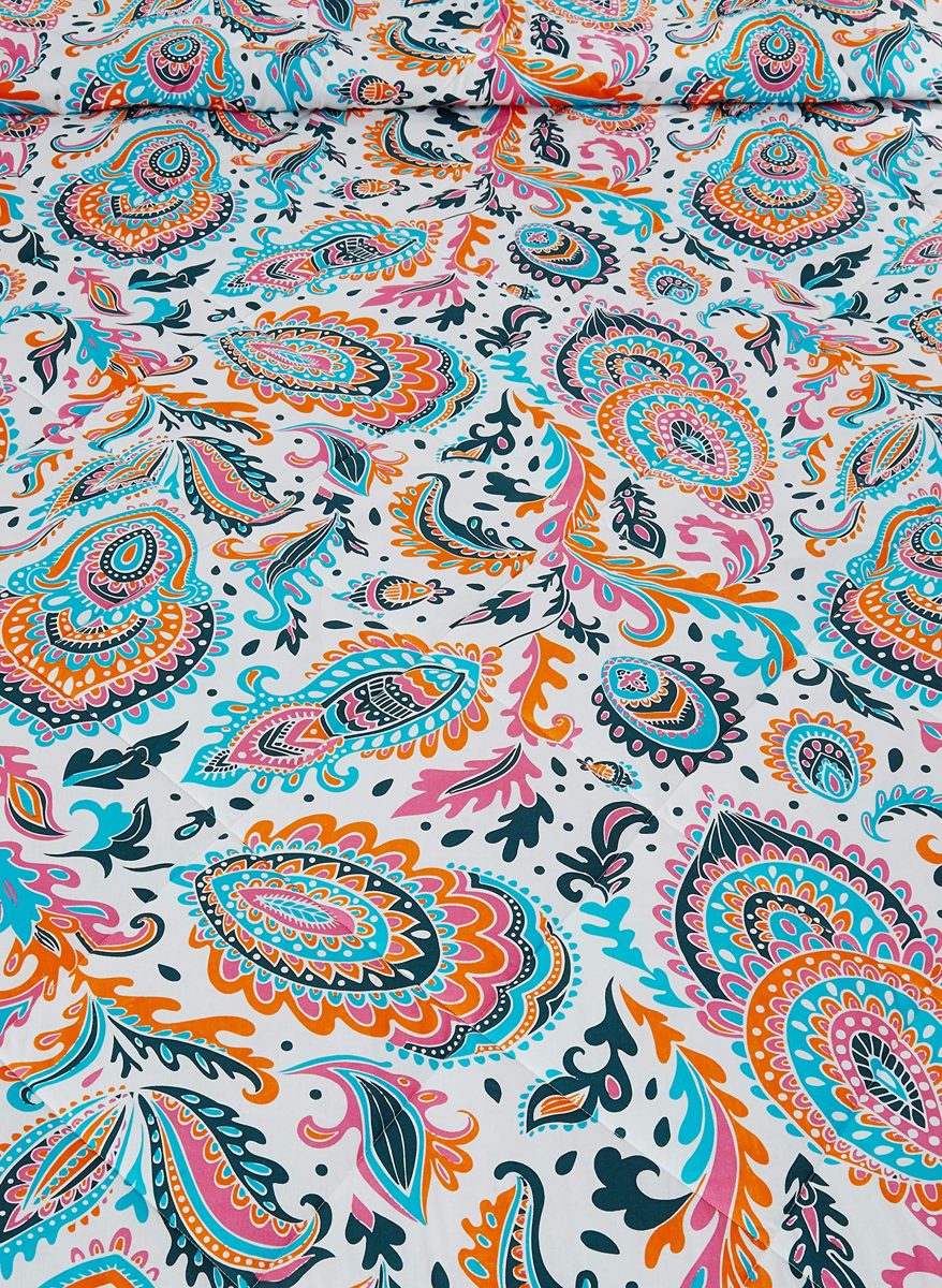 Amazon Brand - Solimo 100% Cotton Printed Comforter, Double (Paisley Preen, 200GSM)