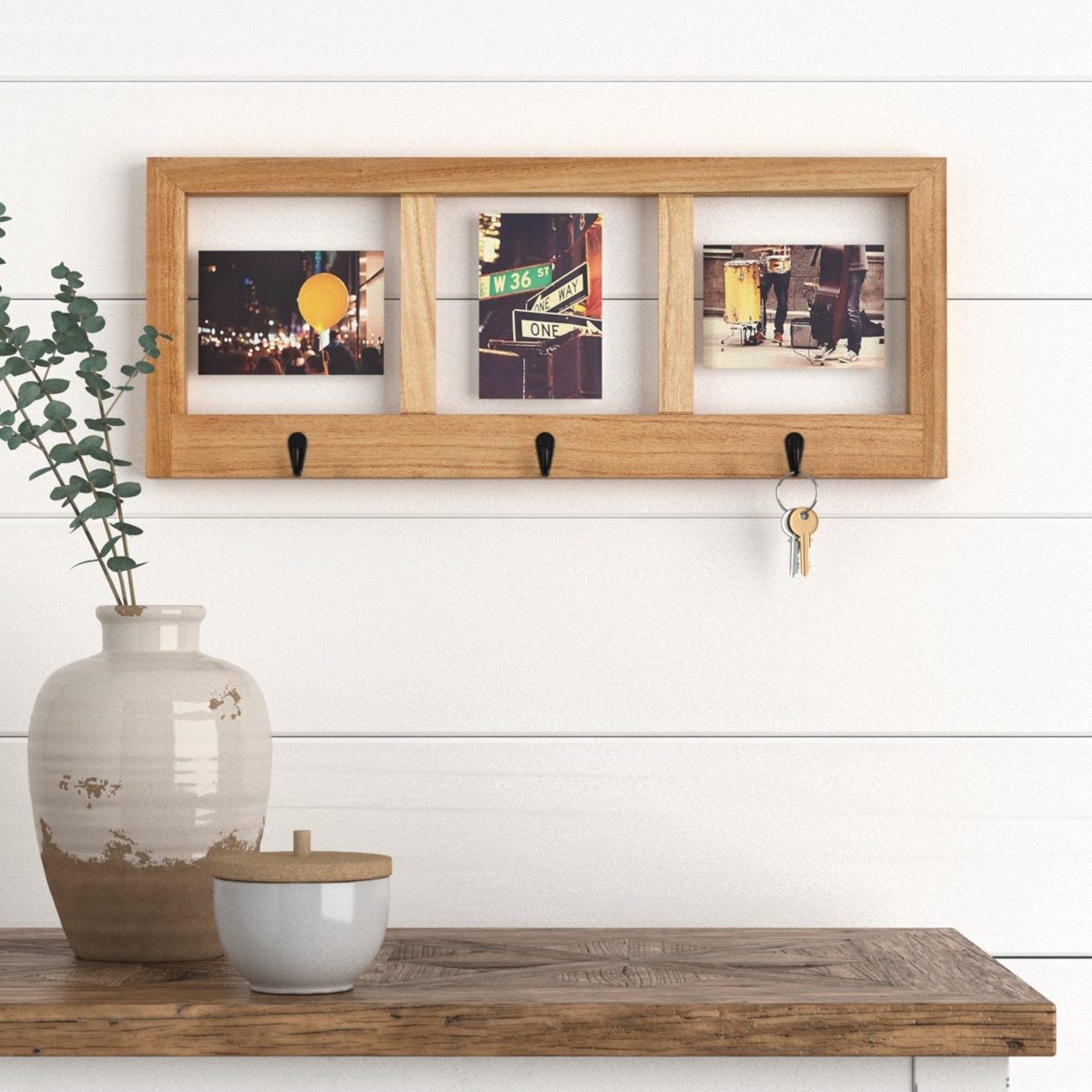 Amazon Brand – Stone & Beam Modern Windowpane Wood Picture Frame, 25"H, Natural And Black