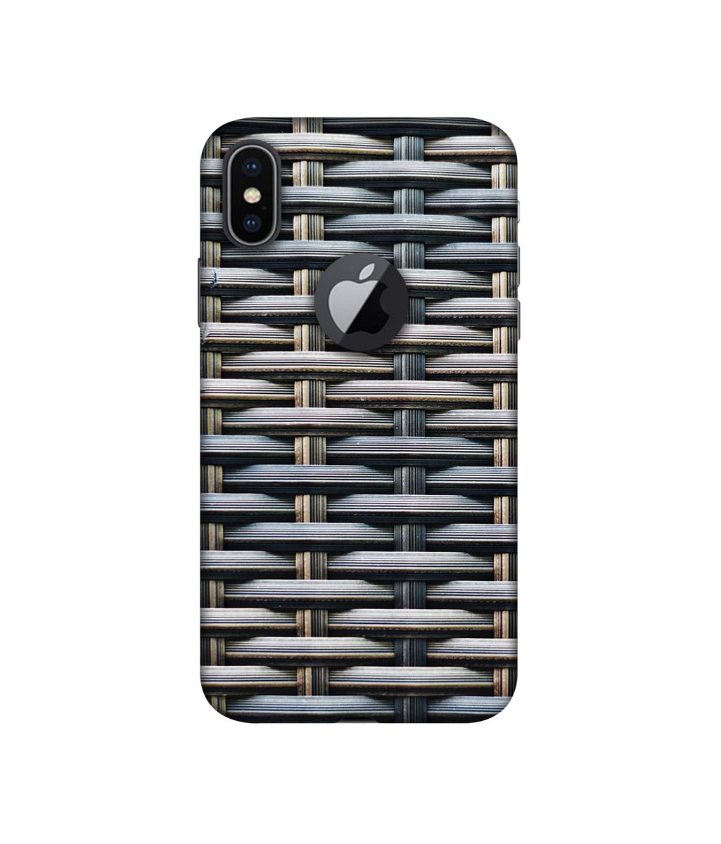Amazon Brand - Solimo Designer Wooden Blocks Checks 3D Printed Hard Back Case Mobile Cover for Apple iPhone X (Logo Cut)