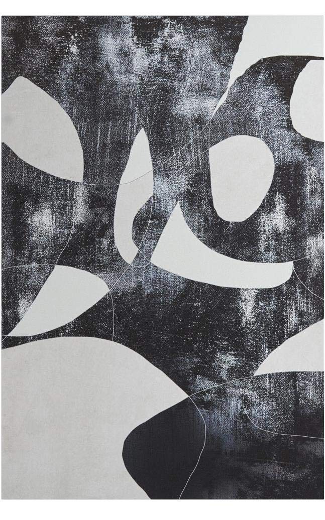 Amazon Brand – Rivet Black and White Abstract Canvas Print Wall Art, 24" x 36"