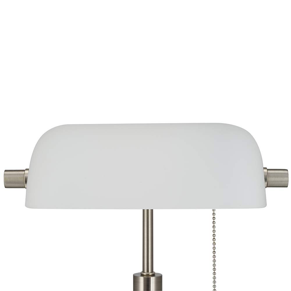 Amazon Brand – Ravenna Home Classic Straight Banker's Task Desk Lamp with LED Light Bulb, 16"H, Brushed Nickel