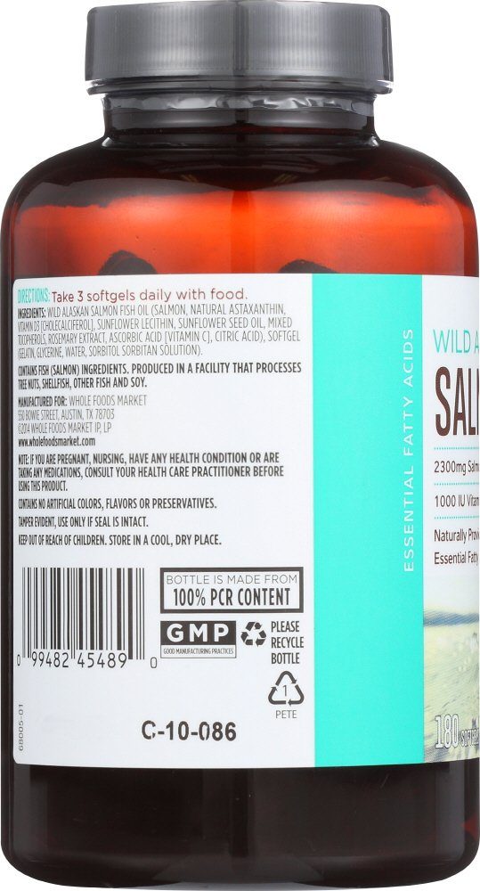 Whole Foods Market, Wild Alaskan Salmon Oil, 180 ct