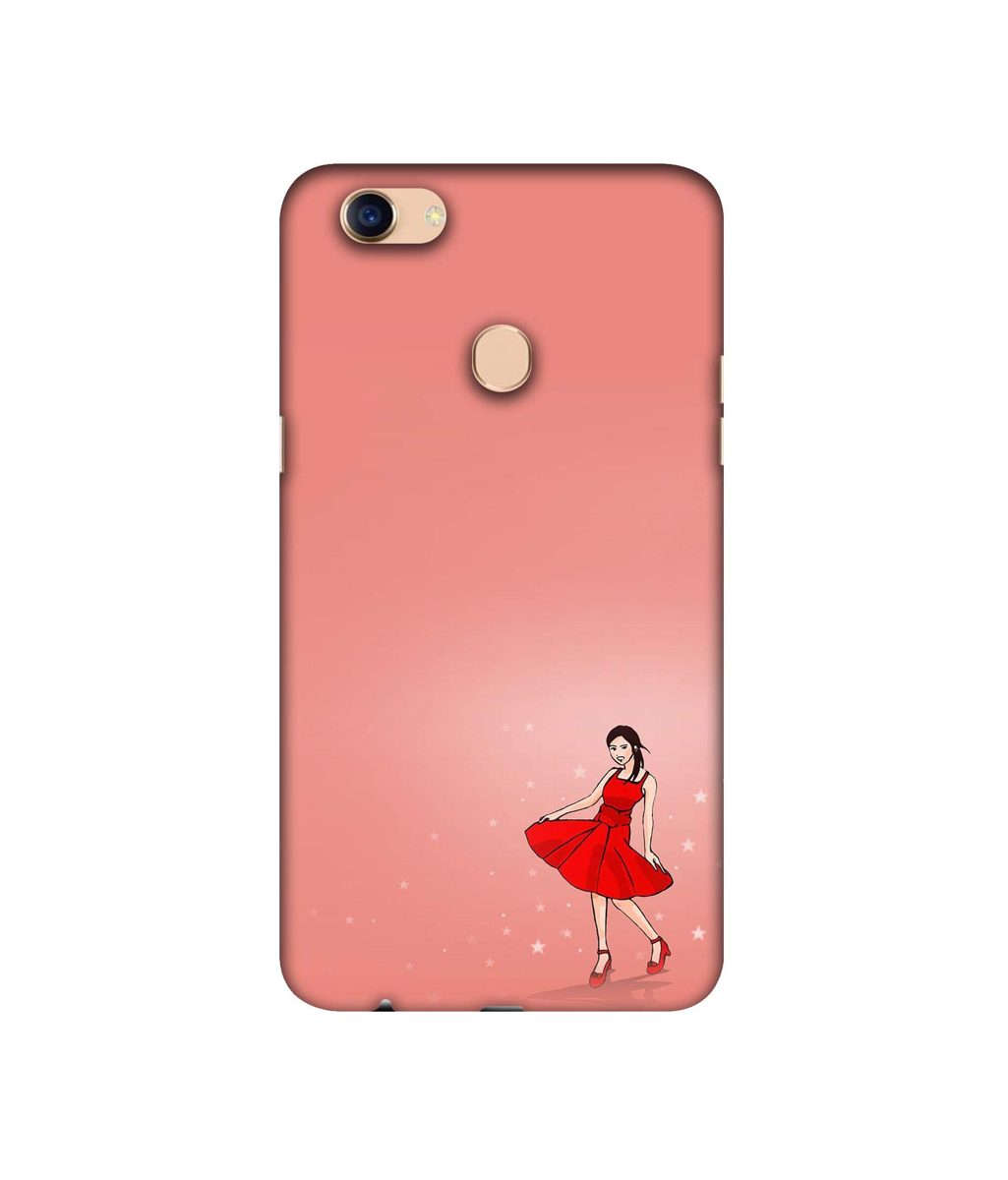 Amazon Brand - Solimo Designer Red Dress Lady 3D Printed Hard Back Case Mobile Cover for Oppo F5