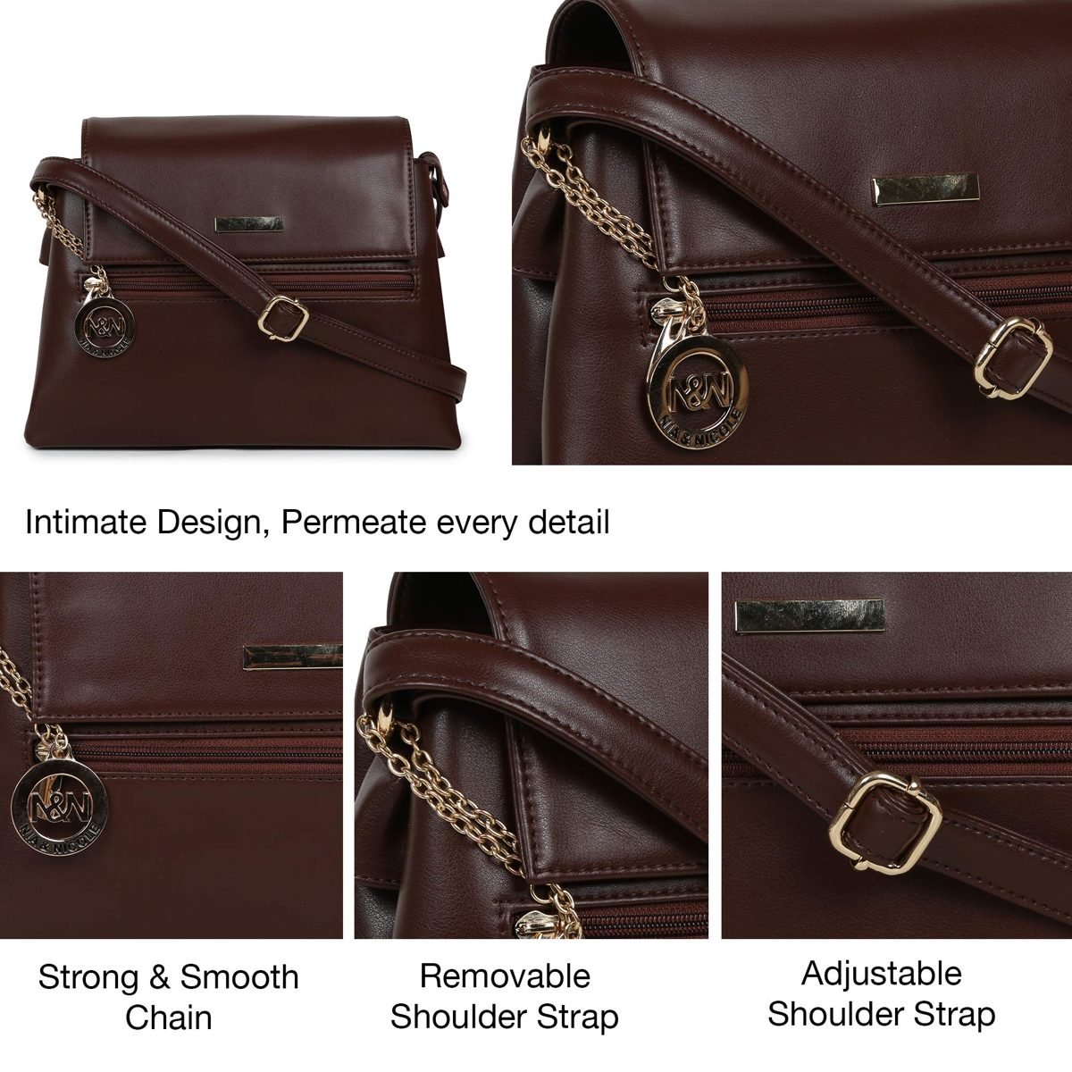 Nia & Nicole Women's Sling Bag (Brown)