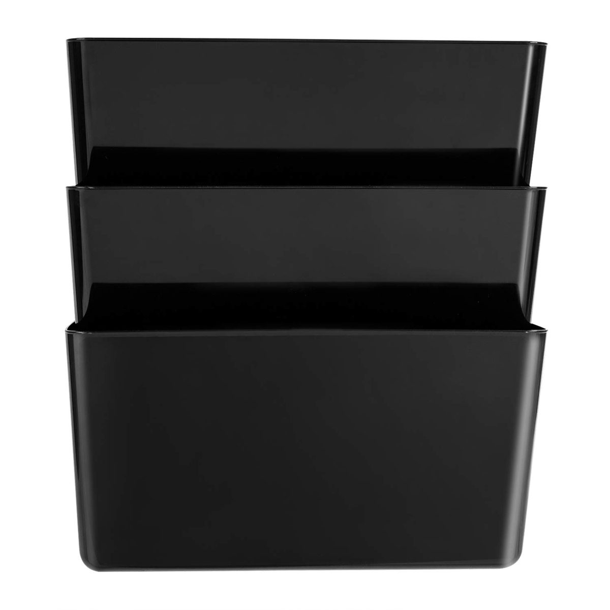 AmazonBasics Expandable Wall Pockets, Letter, Black, 3-Pocket
