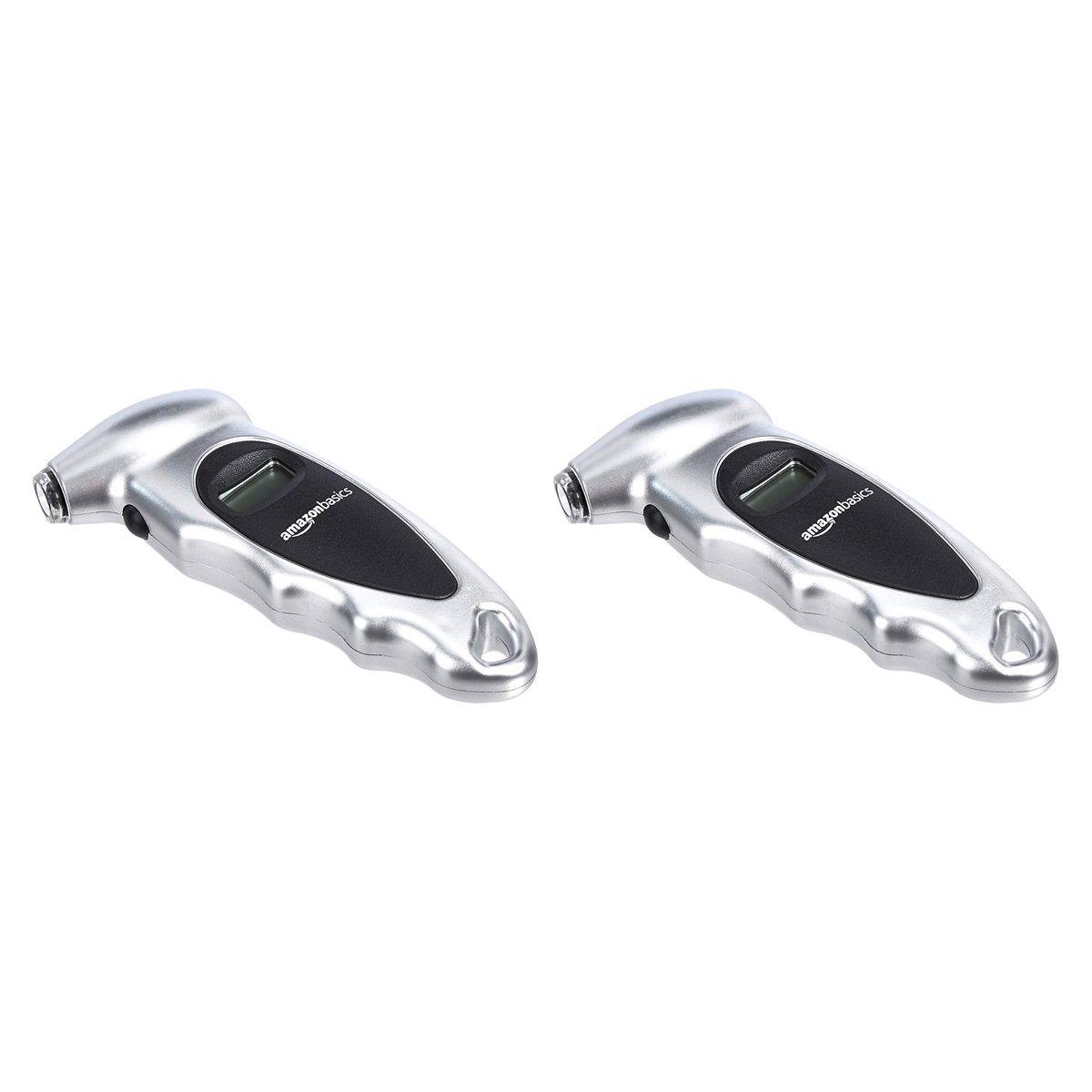 AmazonBasics Digital Tire Pressure Gauge - Silver, 2-Pack