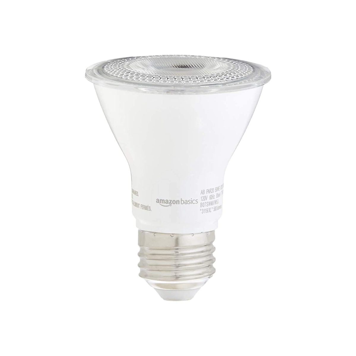 AmazonBasics 50W Equivalent, 3000K White, Dimmable, 10,000 Hour Lifetime, PAR20 LED Light Bulb | 2-Pack