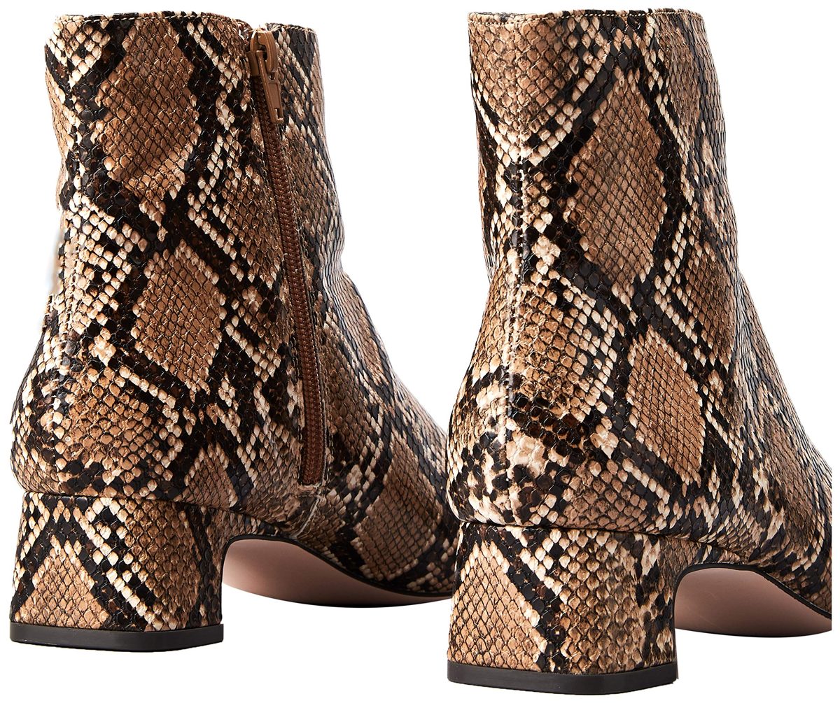 Amazon Brand - find. Block Heel Square Toe Ankle Boots, Braun Brown Snake), US 5