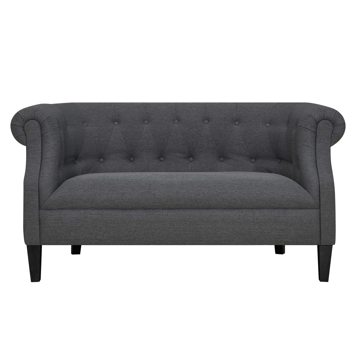 Amazon Brand – Ravenna Home Westcott Tufted Loveseat Sofa Couch, 60"W, Charcoal