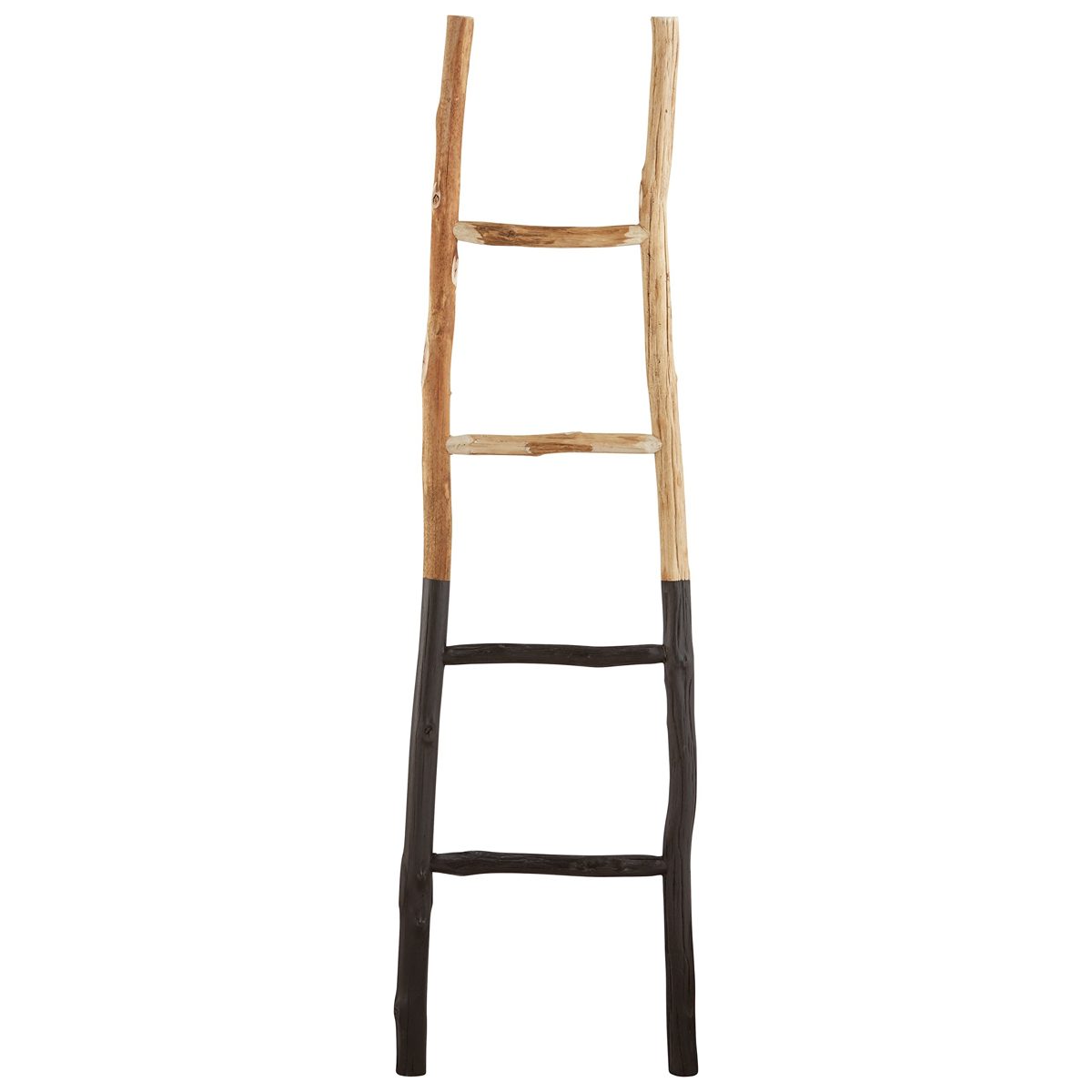 Amazon Brand – Stone & Beam Rustic Decorative Wooden Blanket Holder Ladder - 59 Inches, Natural and Black