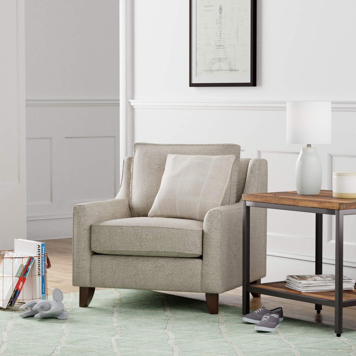 Amazon Brand – Stone & Beam Troy Upholstered Accent Chair, 33"W, Ash Gray