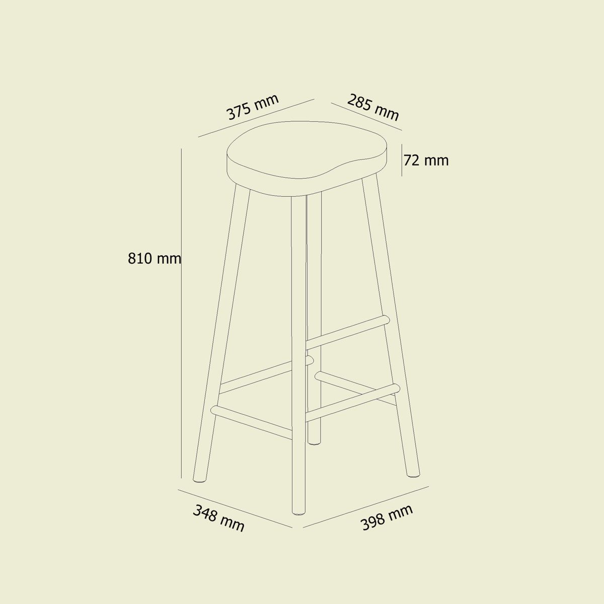 Amazon Brand - Alkove Hayes Two-Level Barstool, 40 x 35 x 81cm, Wild Oak