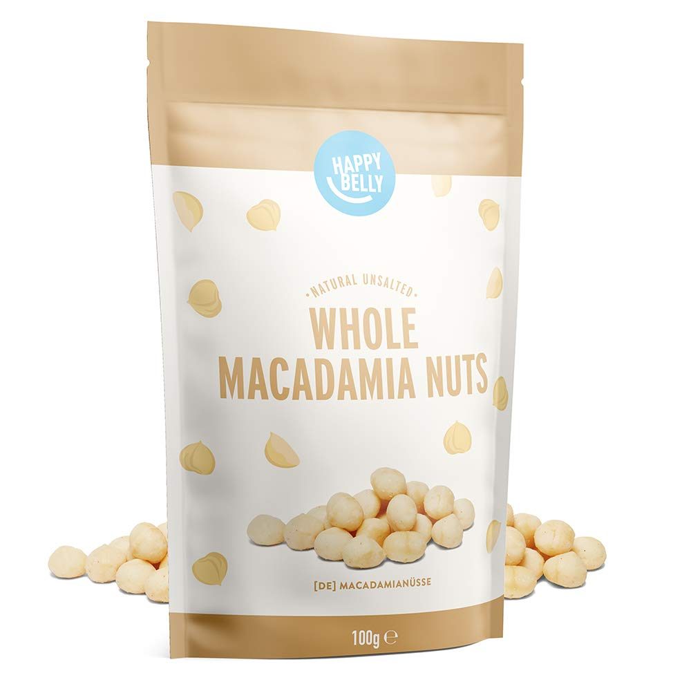 Amazon Brand - Happy Belly Whole Macadamia Nuts, 7 x 100g