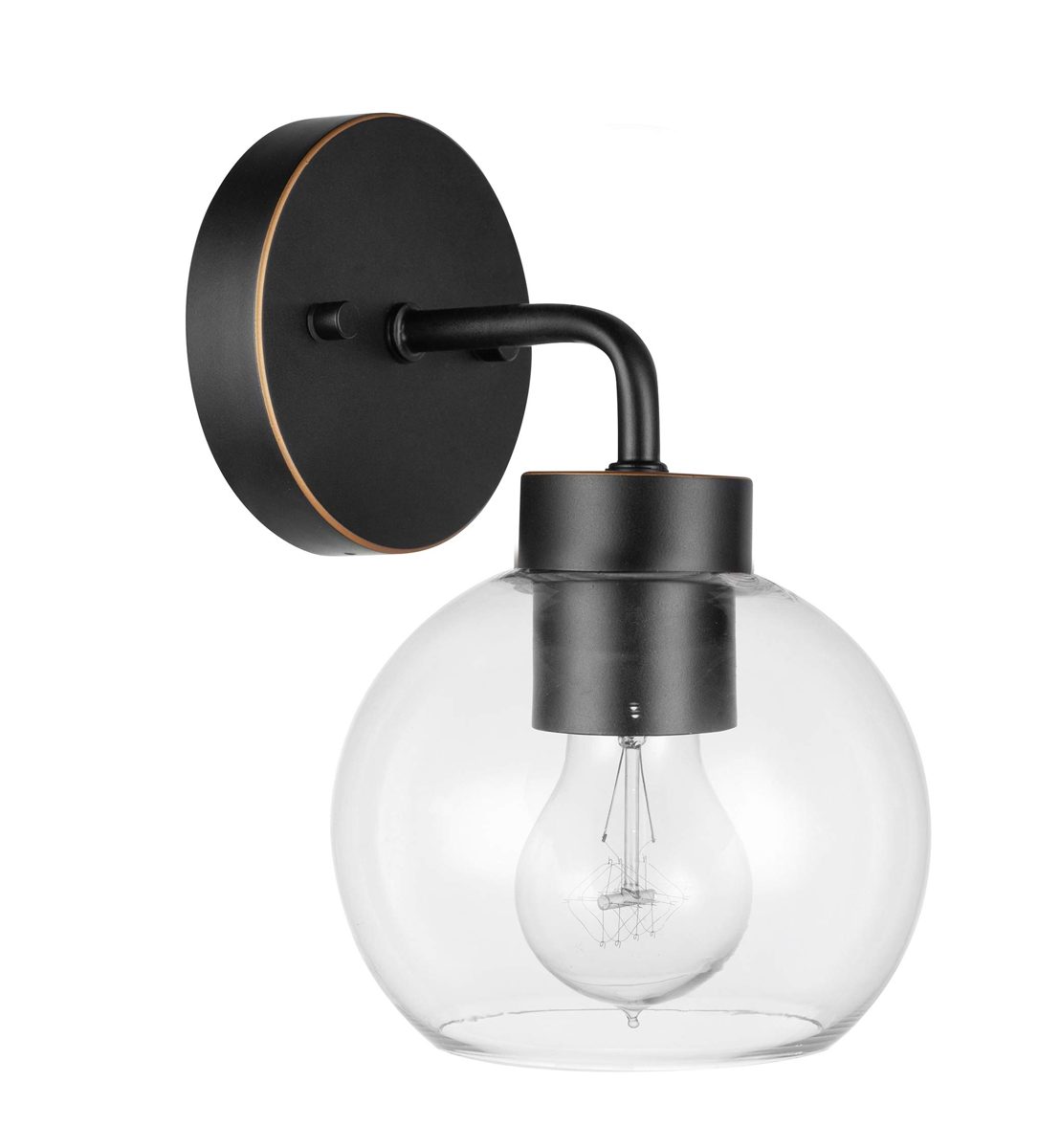Amazon Brand - Ravenna Home Single-Light Outdoor Wall Sconce with Clear Glass Shade, Vintage Edison Bulb Included, 9.7"H, Oil-Rubbed Bronze