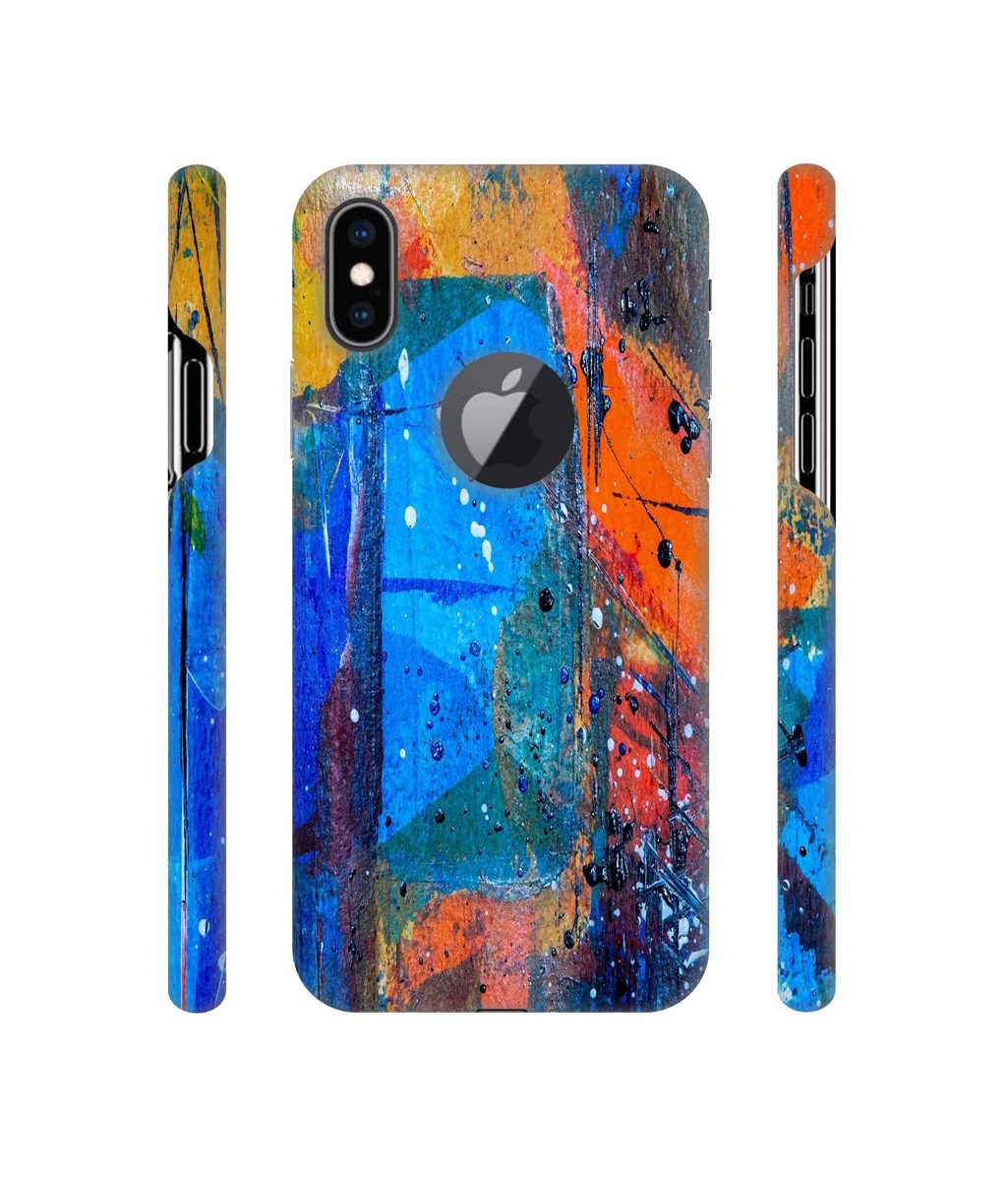Amazon Brand - Solimo Designer Blue and Orange Brush 3D Printed Hard Back Case Mobile Cover for Apple iPhone Xs Max (Logo Cut)