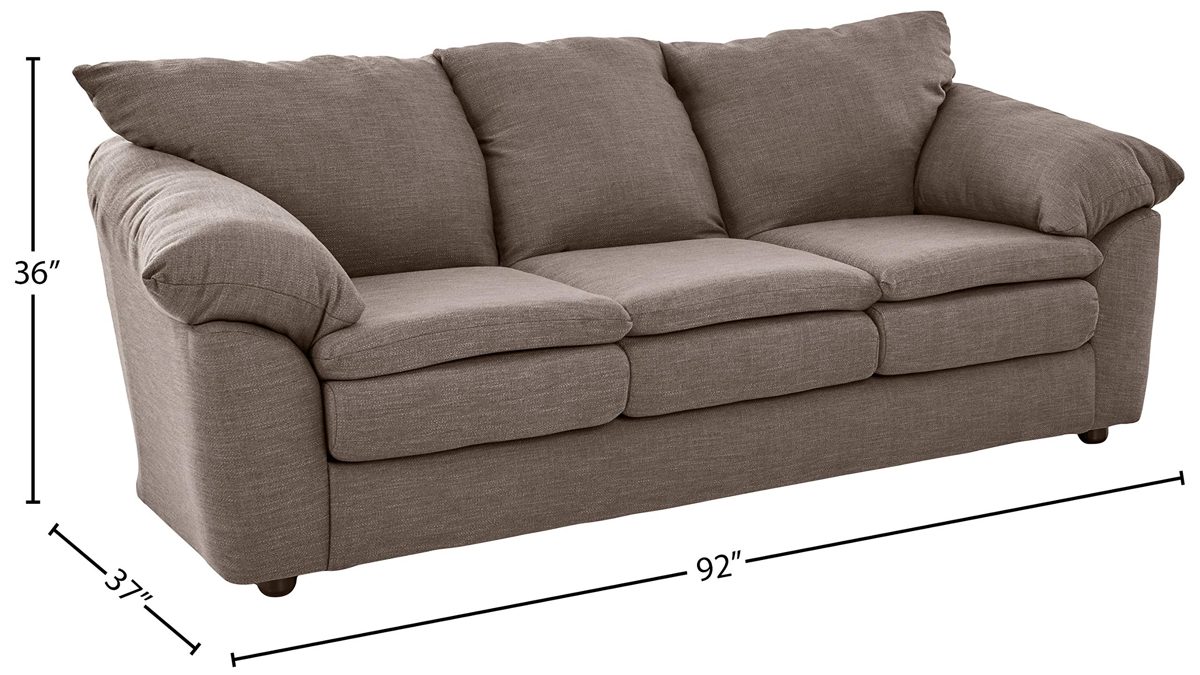 Amazon Brand – Ravenna Home Darian Oversized Pillow Sofa, 92"W, Pewter