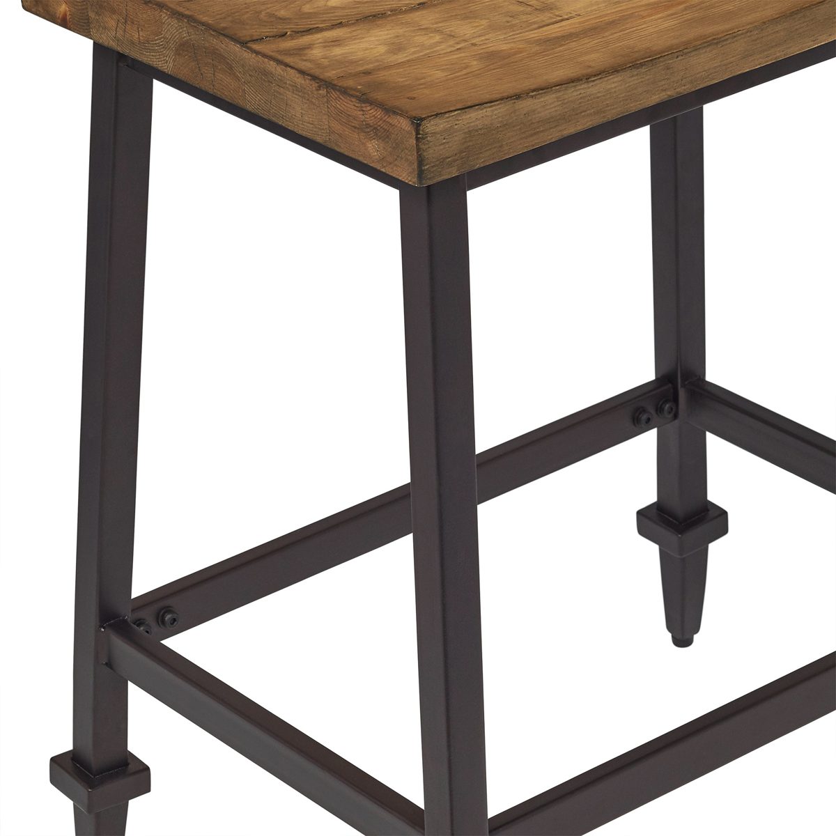 Amazon Brand – Stone & Beam Ariana Rustic Farmhouse Metal Bar Stool, Set of 2, 24.75"H, Brown Pine