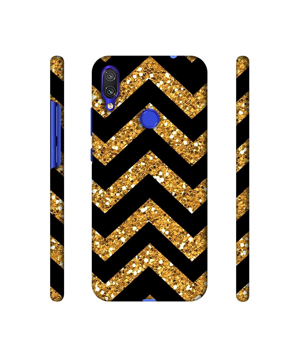 Amazon Brand - Solimo Designer Golden Zik Zak Pattern 3D Printed Hard Back Case Mobile Cover for Xiaomi Redmi Note 7 Pro