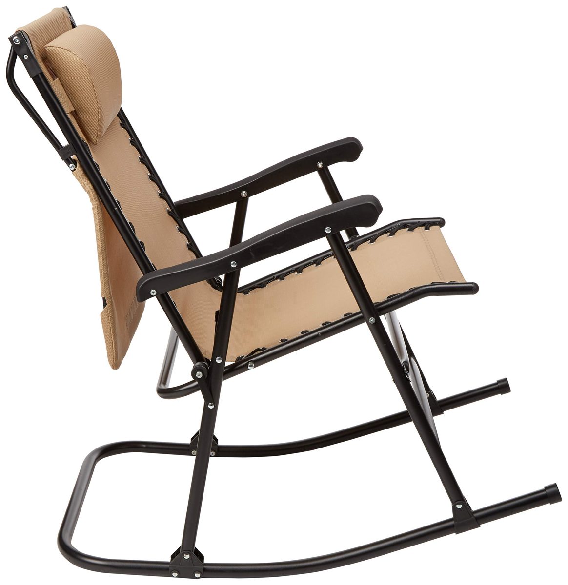 AmazonBasics Foldable Rocking Chair with Canopy - Beige (Renewed)