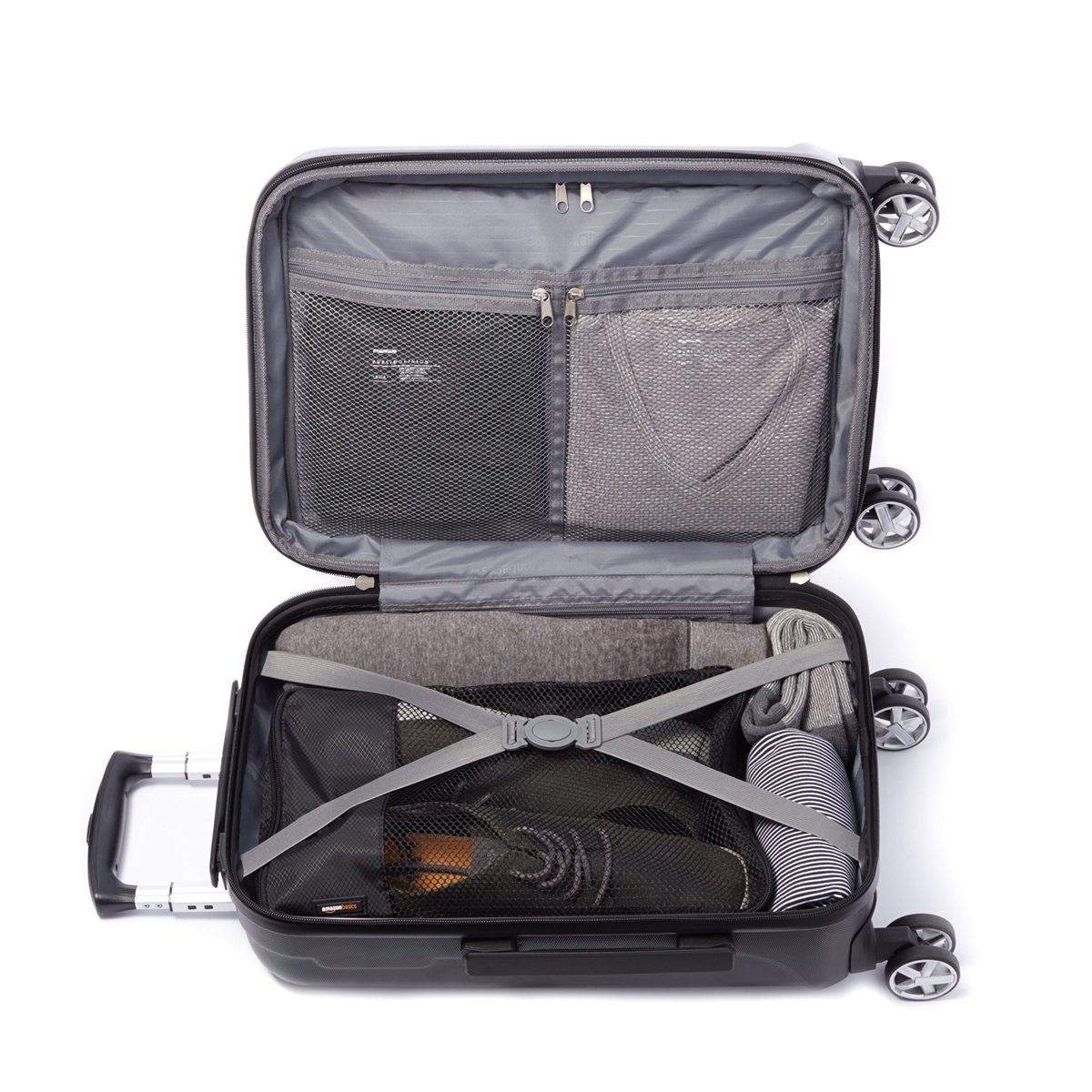 AmazonBasics Hardside Spinner Luggage - 20-Inch, Carbon Black