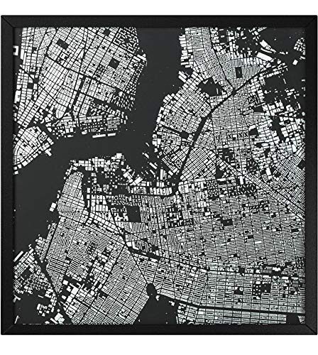 Amazon Brand – Rivet Modern Black and White Map of New York City, Black Frame, 30" x 30"