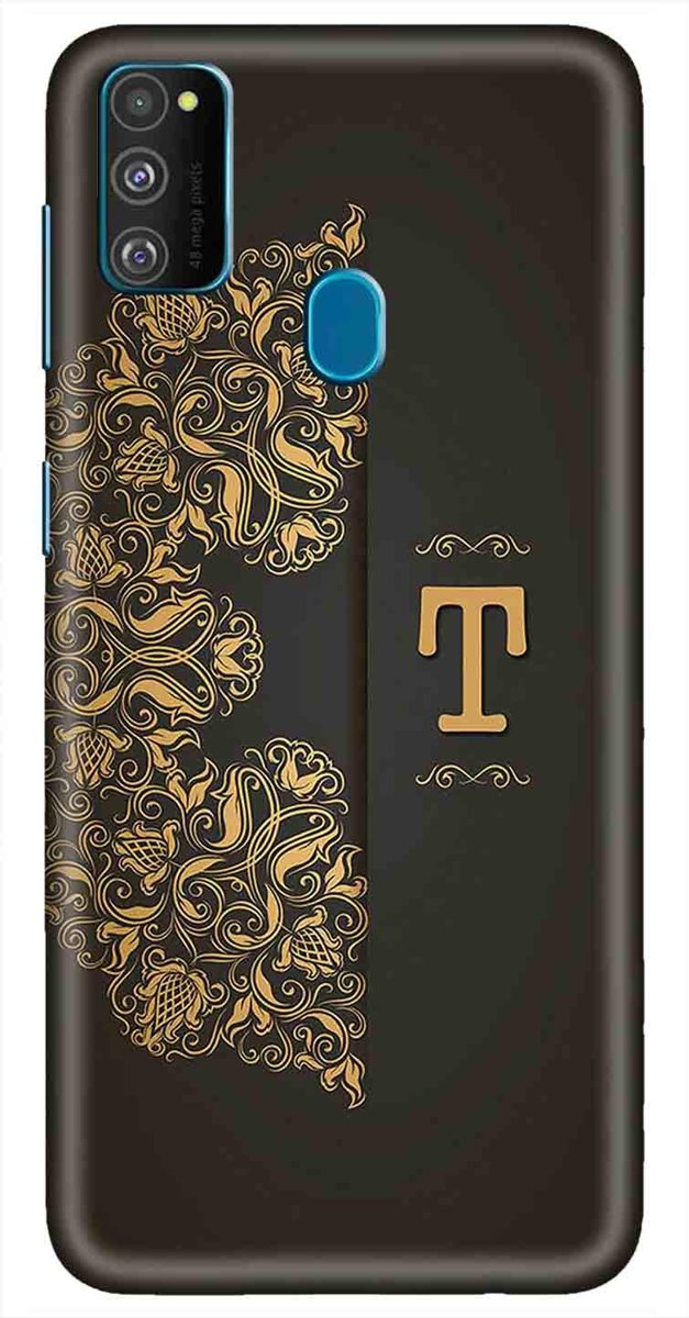 Amazon Brand - Solimo Designer Black Pattern Alphabet-T 3D Printed Hard Back Case Mobile Cover for Samsung Galaxy M21 / M30s