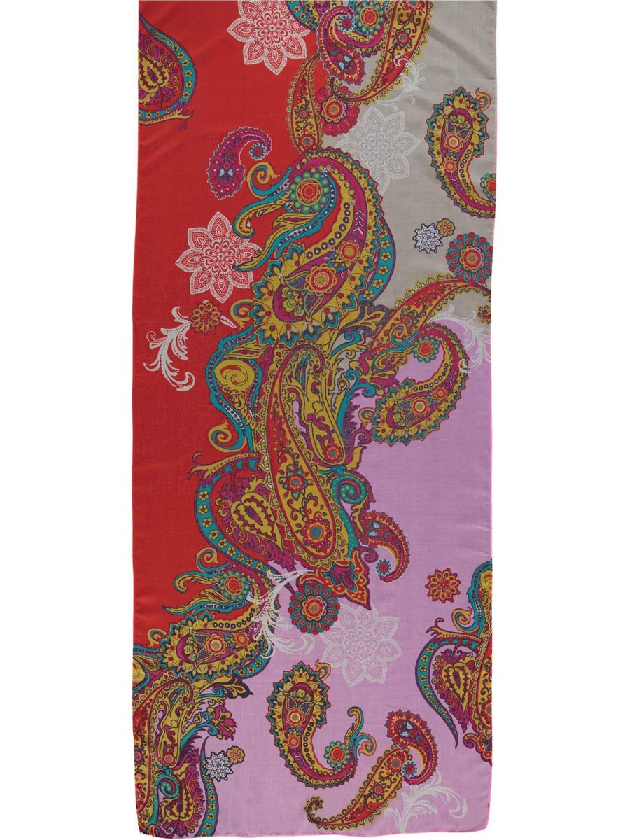 HIKARO Paisley Scarf for Women - High Quality Paisley Pattern Scarf Perfect for Autumn & Winter - 44x180cm - Elegant Paisley Floral