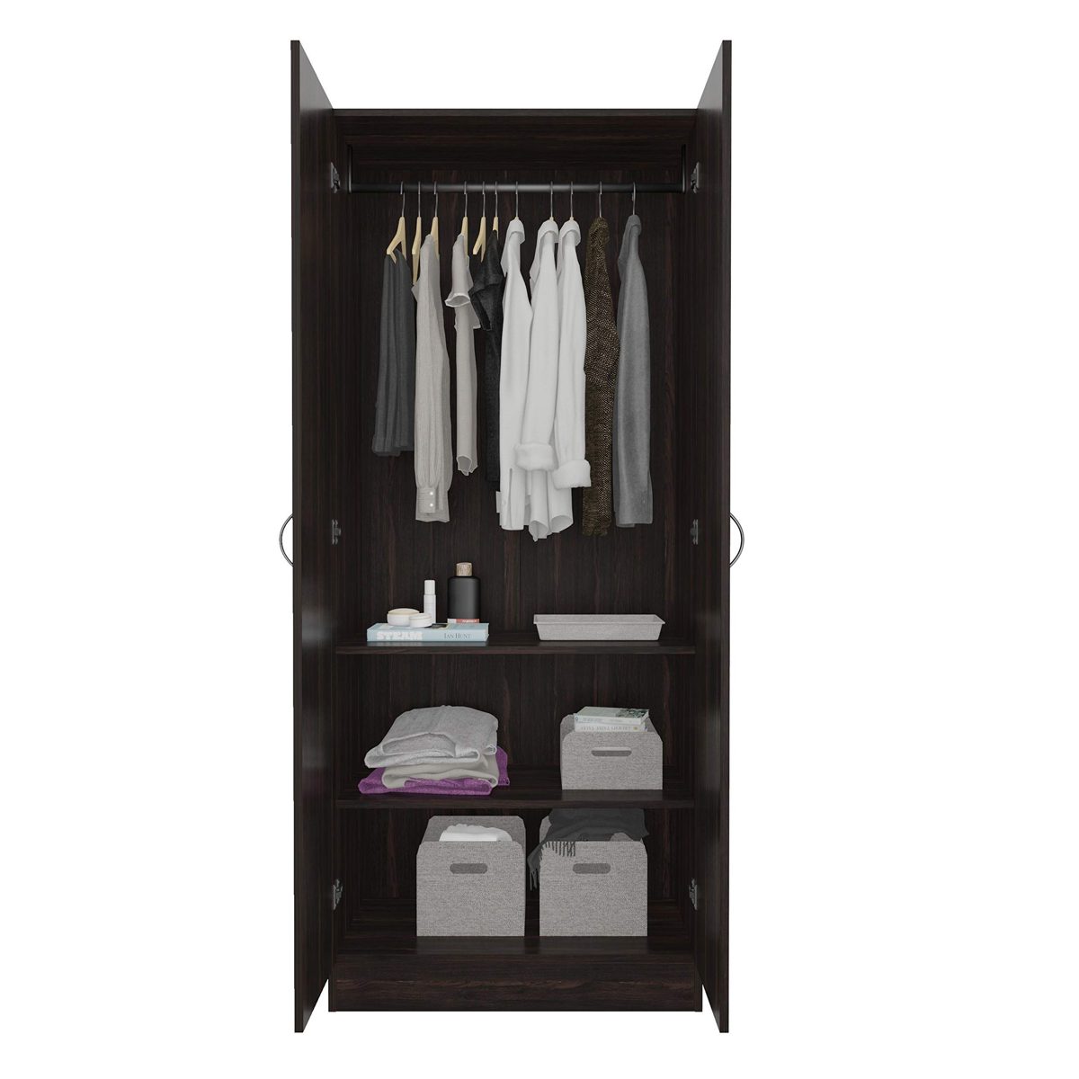 Amazon Brand - Solimo Pyxis Engineered Wood 2-Door Wardrobe (Wenge Finish)