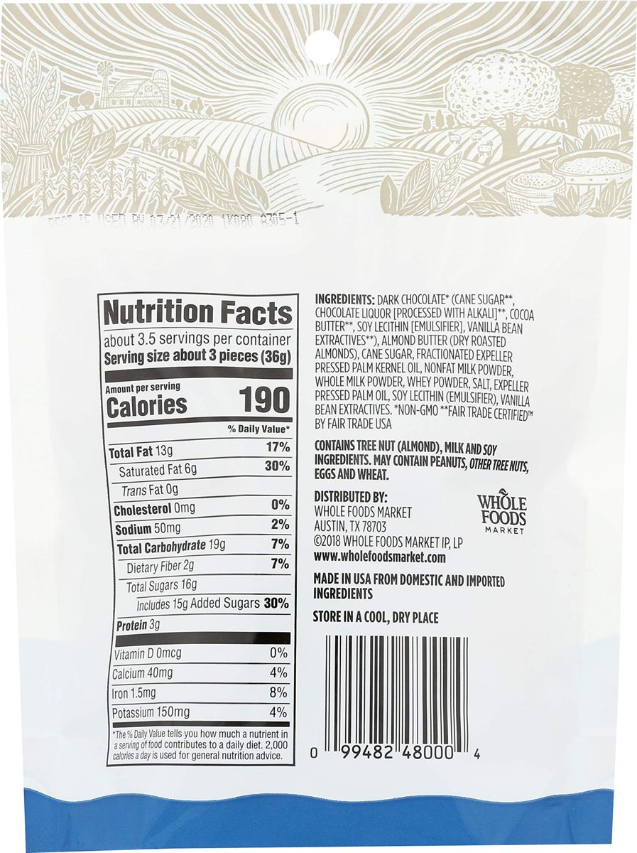 365 Everyday Value, Dark Chocolate Mini Almond Butter Cups, 4.7 oz