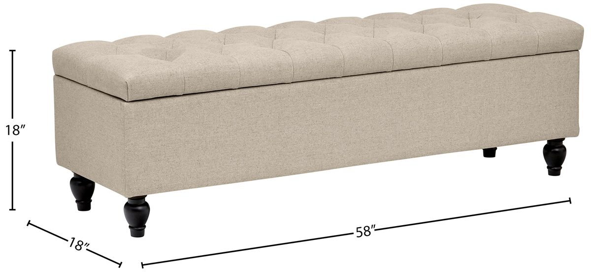 Amazon Brand – Stone & Beam Nori Tufted Storage Bench, 58"L, Natural