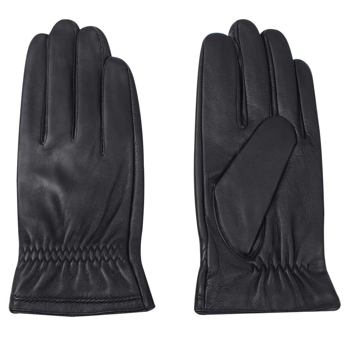 Molemsx Best Touchscreen Nappa Genuine Leather Gloves for Men's Texting Driving Winter Warm Golves, Gift Choice Black Large