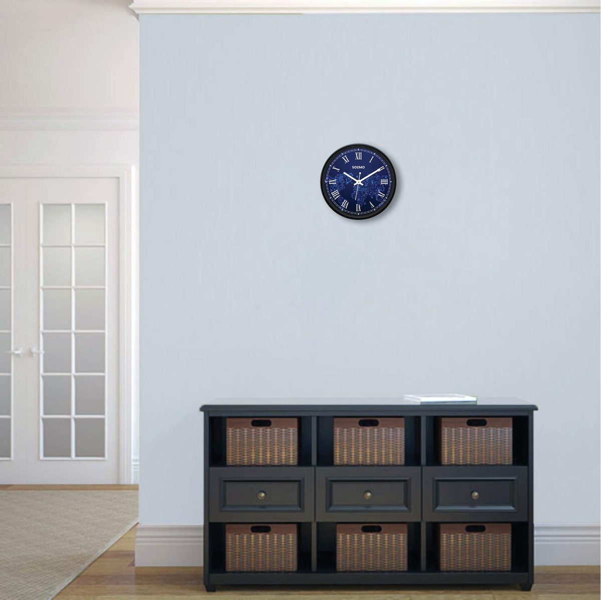 Amazon Brand - Solimo 12-inch Wall Clock - Digi Time (Silent Movement)