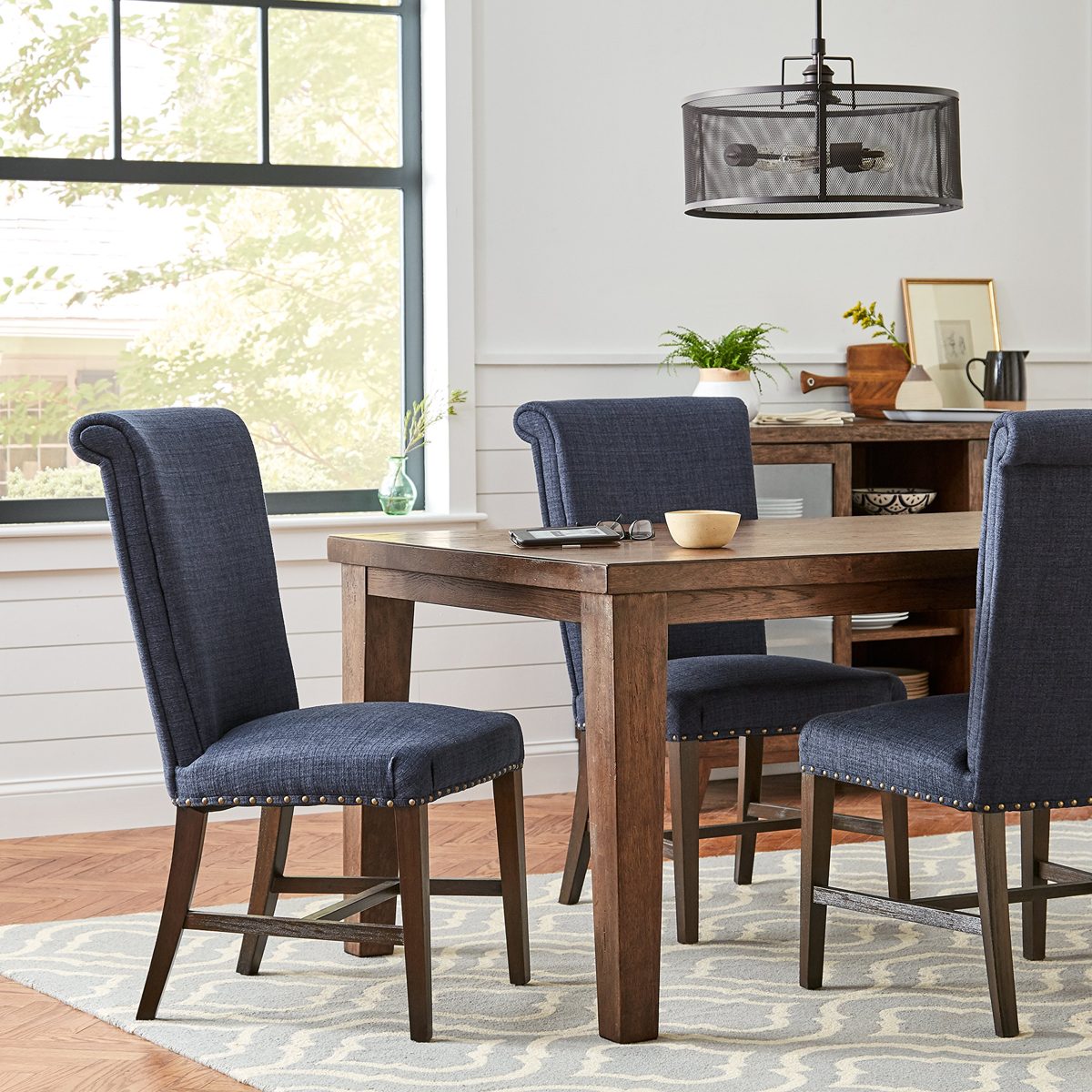 Amazon Brand – Stone & Beam Jenny High-Back Dining Room Kitchen Chairs, 39 Inch Height, Set of 2, Slate Grey