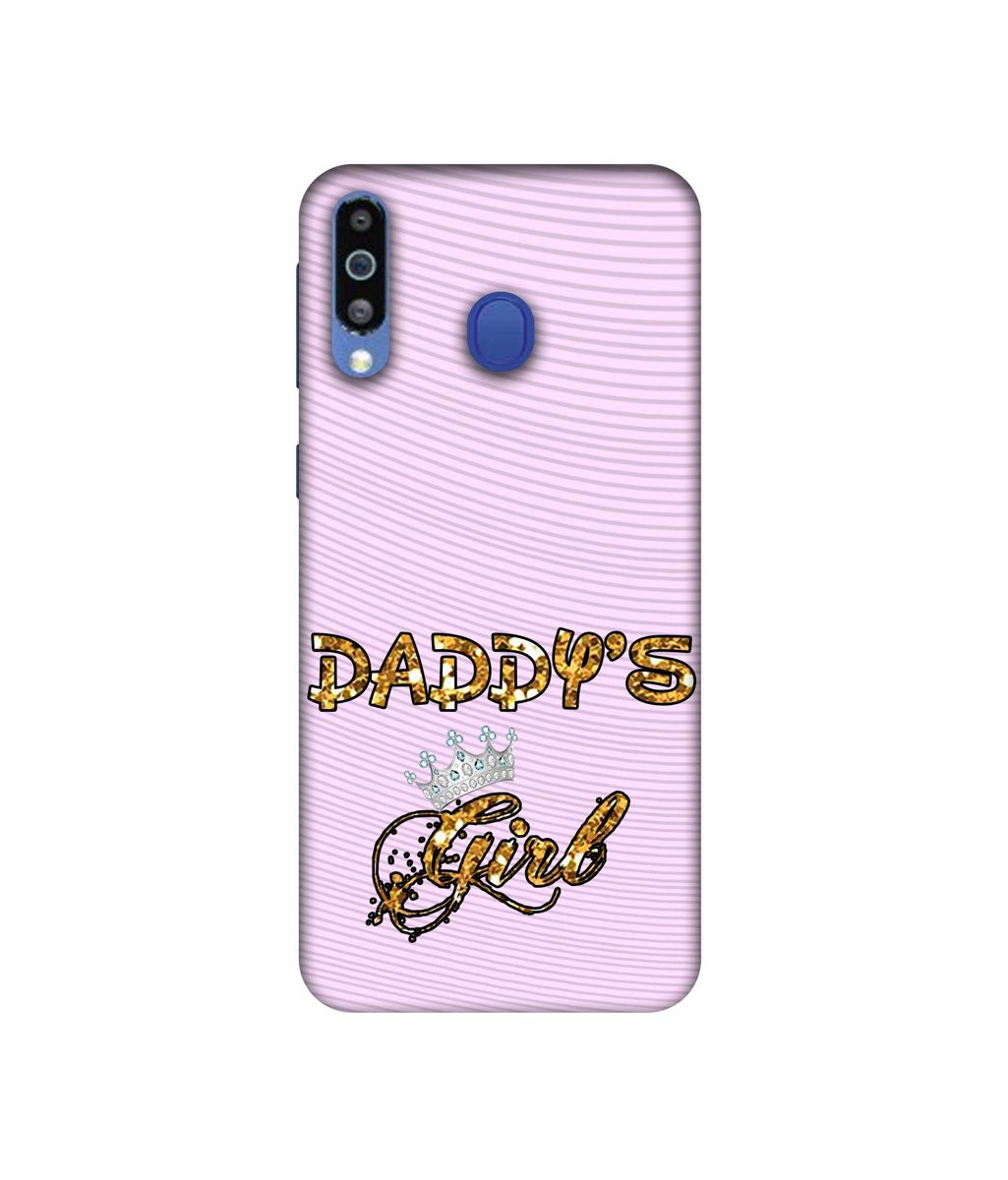 Amazon Brand - Solimo Designer Daddy's Girl in Glitter Pattern 3D Printed Hard Back Case Mobile Cover for Samsung Galaxy M21