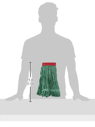 AmazonBasics Loop-End Synthetic Mop Head, 5-Inch Headband, Medium, Green - 6-Pack