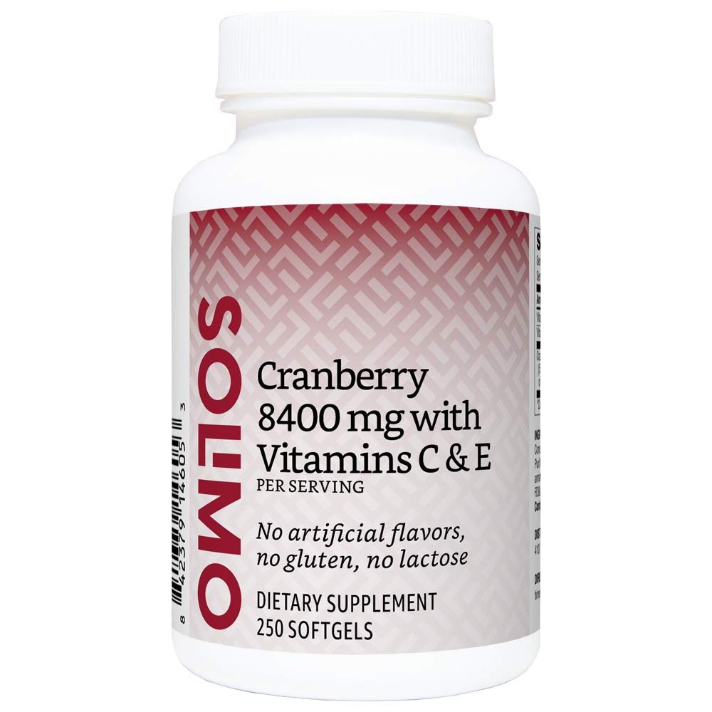 Amazon Brand - Solimo Cranberry with Vitamins C & E, Cranberry Fruit Extract Concentrate 168mg, 250 Softgels, 2 Softgels per Serving & Solimo Vitamin D3 50 mcg (2000 IU), 365 Softgels, Value Size
