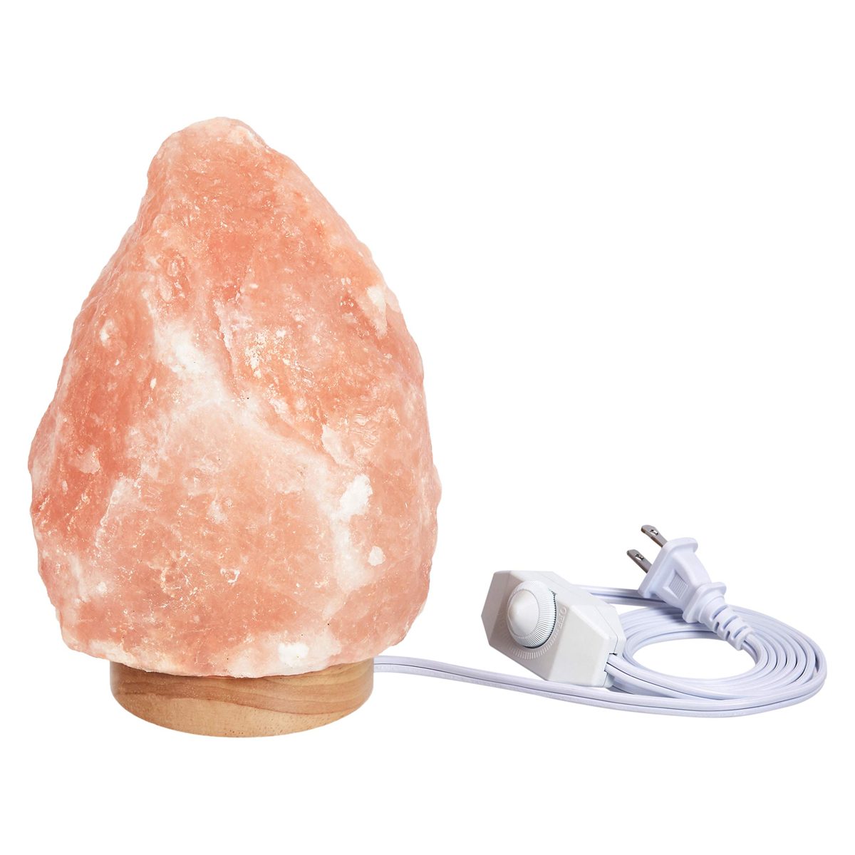 AmazonBasics Natural Himalayan Salt Lamp, Wood Base with Dimmer Switch - Crystal Pink, 7-11 Pounds