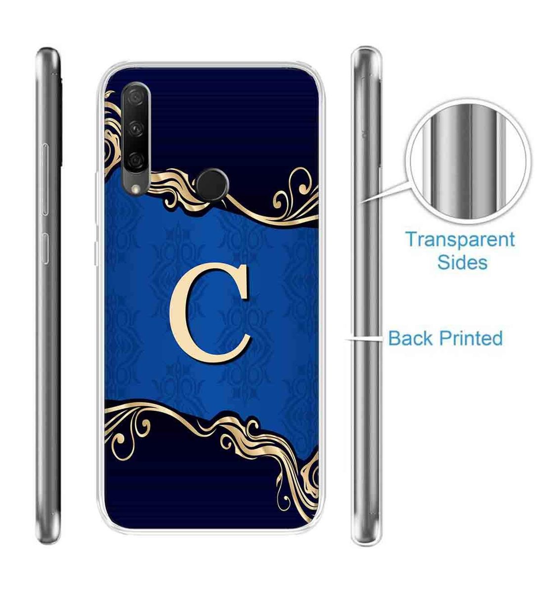 Amazon Brand - Solimo Designer Multicolor Blue Pattern Alphabet-C Printed Soft Back Case Mobile Cover for Huawei Honor 9X