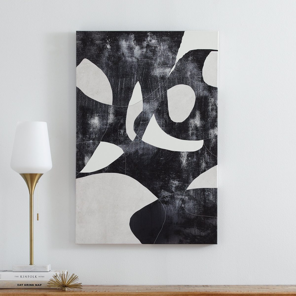 Amazon Brand – Rivet Black and White Abstract Canvas Print Wall Art, 24" x 36"