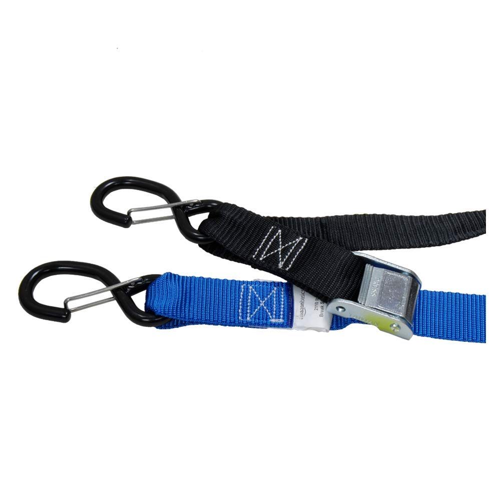 AmazonBasics Tiedown Set with Integrated Soft Loops, 3,328lb Break Strength, Blue & Black, 2-Pack
