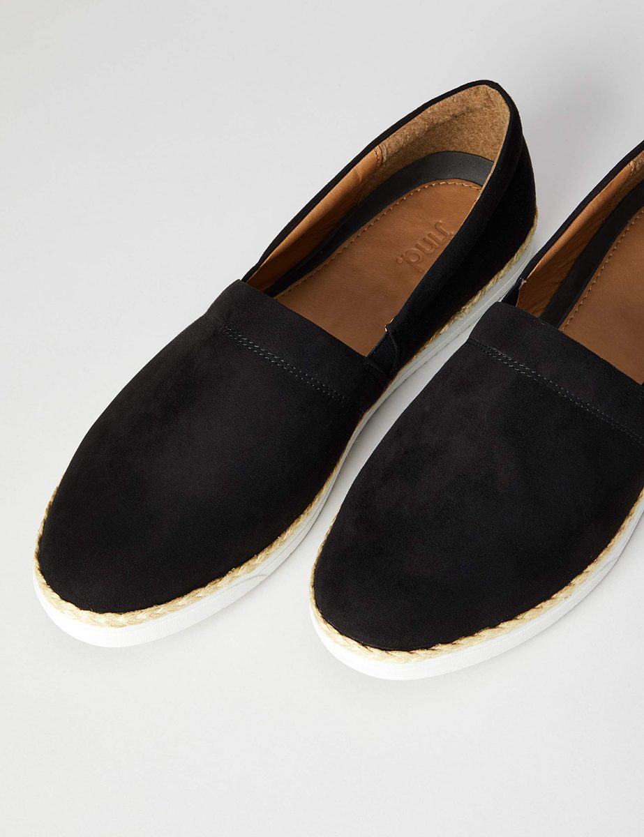 FIND. Men's Jute Slip On Espadrille Wedge Sandal, Black Black, 11 UK